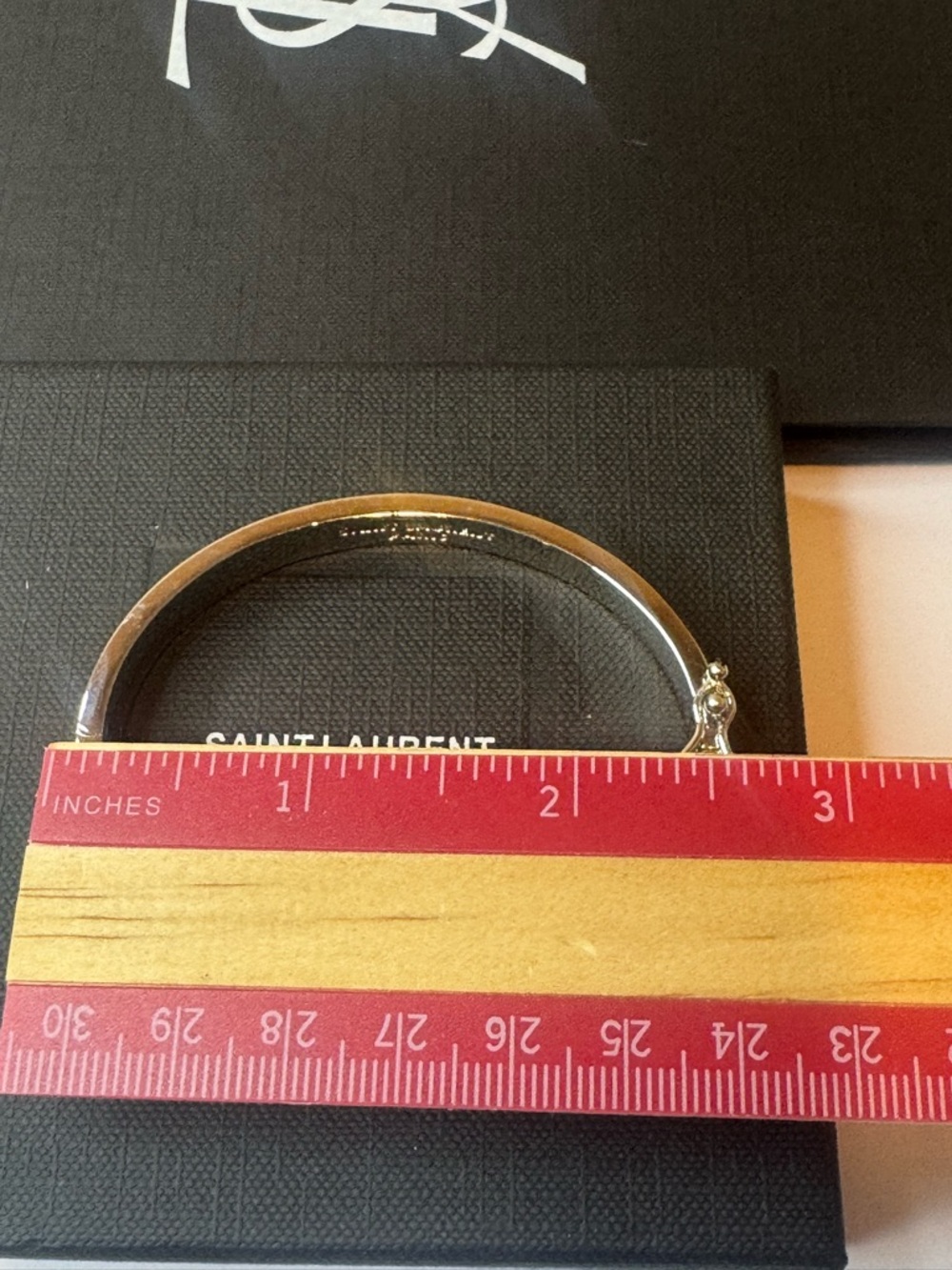 Saint Laurent Silver Crystal Logo Pavé Bracelet - Picture 8 of 13